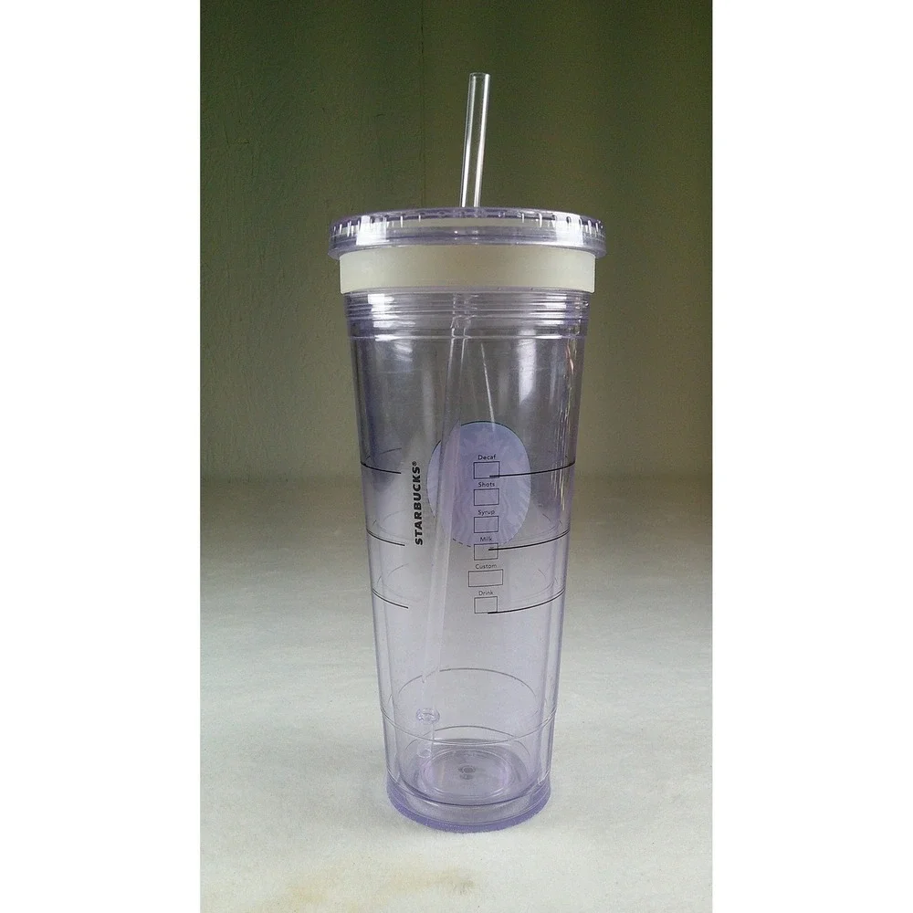 Starbucks 24oz‎ Venti Clear Plastic Reusable Cold Cup Tumbler with Straw 2011